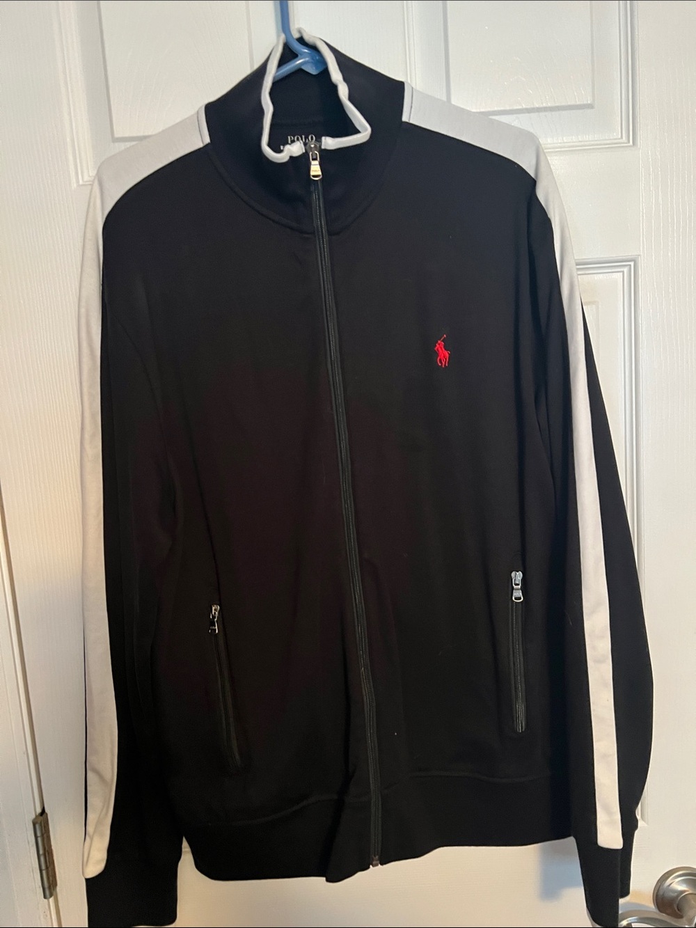 Polo by Ralph Lauren Black Zip Hoodie with White Trim